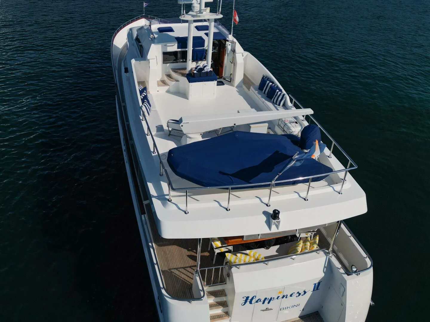 a boat on the water aboard HAPPINESS II Yacht for Sale