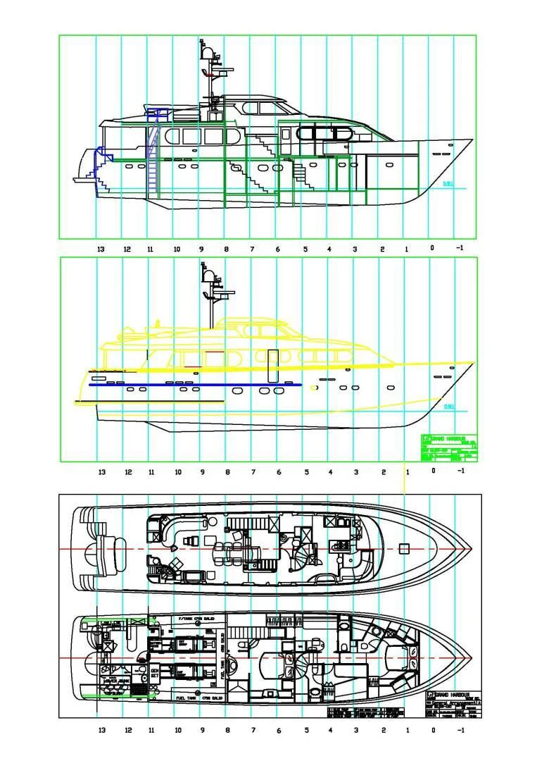 diagram, engineering drawing aboard HAPPINESS II Yacht for Sale