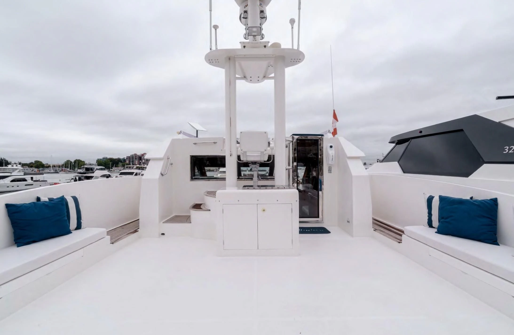 a white building with a tower aboard HAPPINESS II Yacht for Sale
