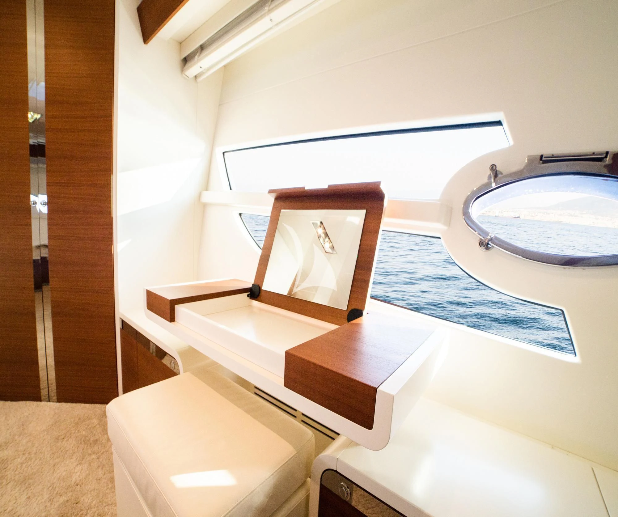 a bathroom with a sink and a mirror aboard BLUE MAMBA Yacht for Sale