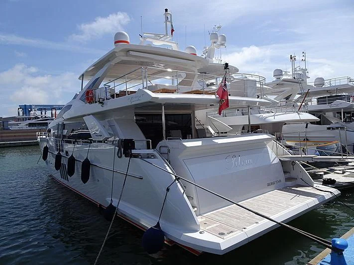 a large white boat aboard SILVIA Yacht for Sale