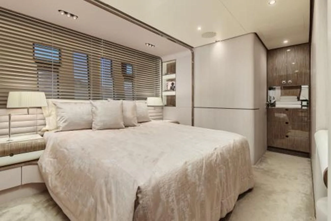 a large bedroom with a large bed aboard SILVIA Yacht for Sale