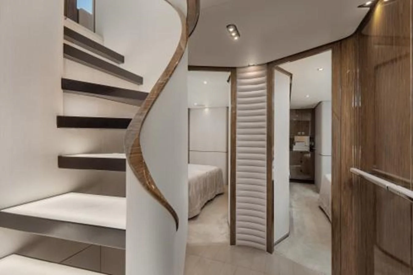 a staircase in a room aboard SILVIA Yacht for Sale