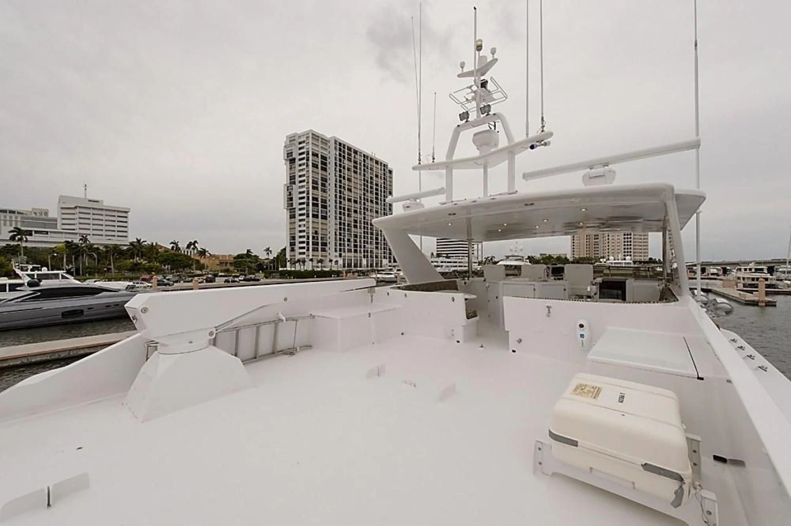 a large white ship docked aboard MALDAU Yacht for Sale