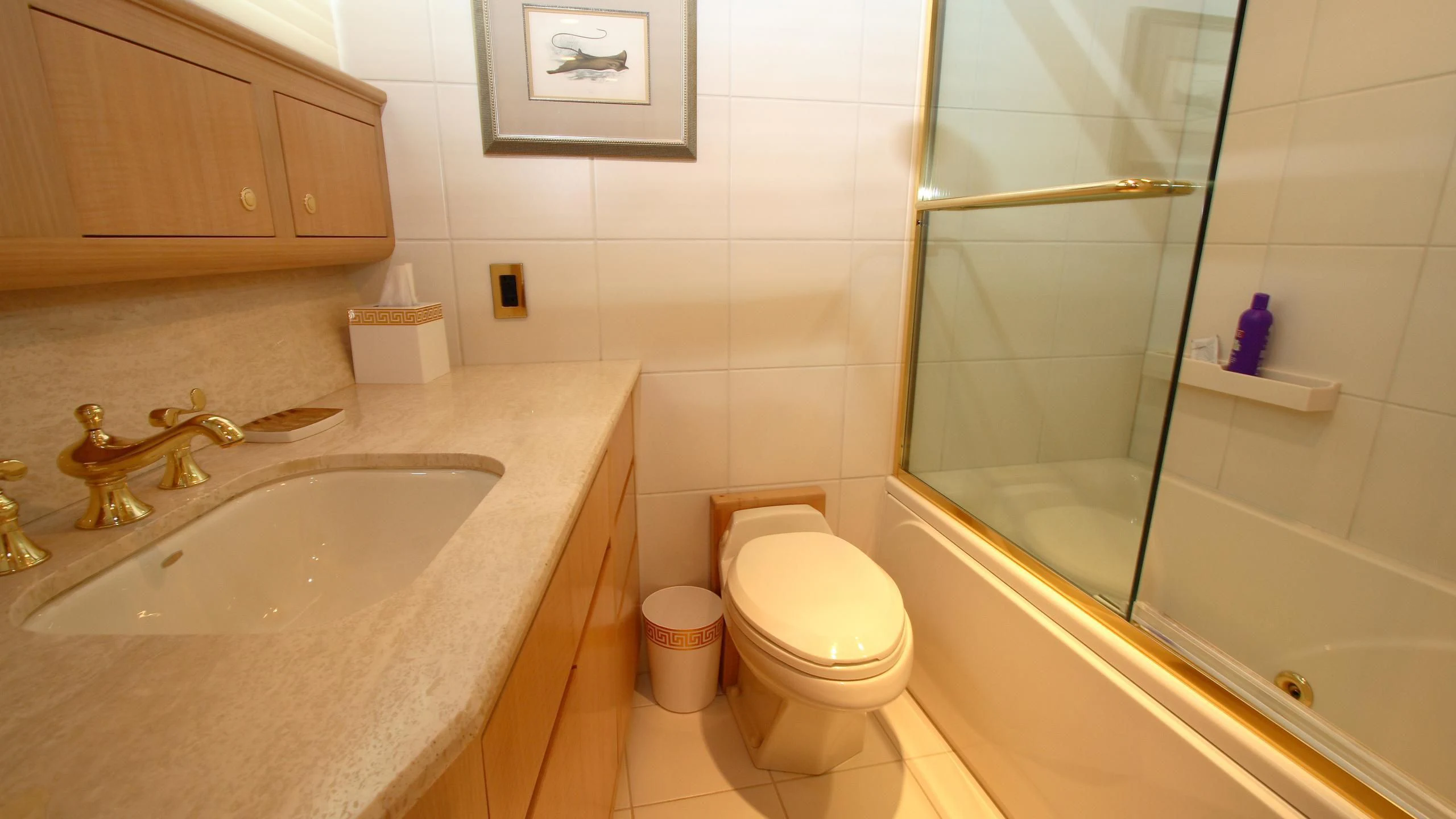 a bathroom with a sink toilet and bathtub aboard MALDAU Yacht for Sale
