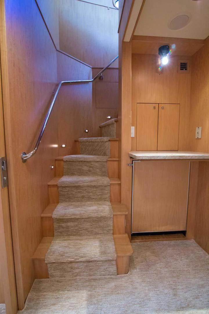 a staircase in a house aboard MALDAU Yacht for Sale