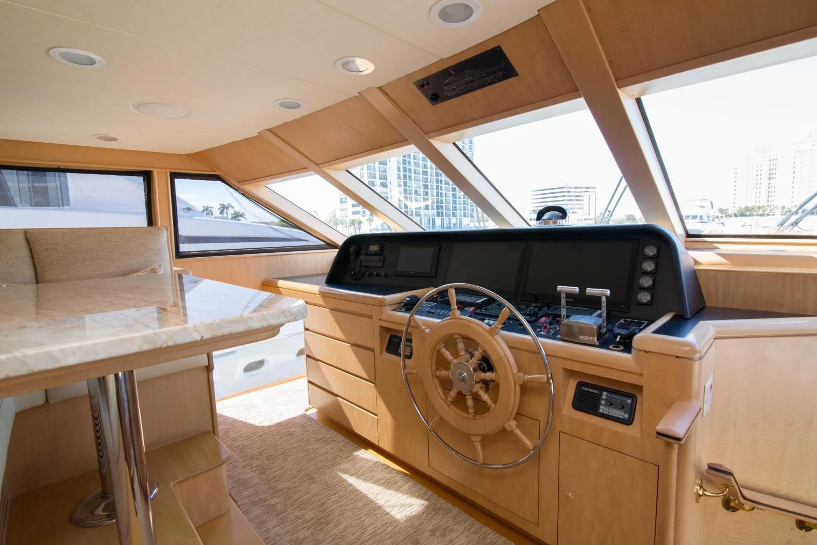 a room with a desk and a fan aboard MALDAU Yacht for Sale