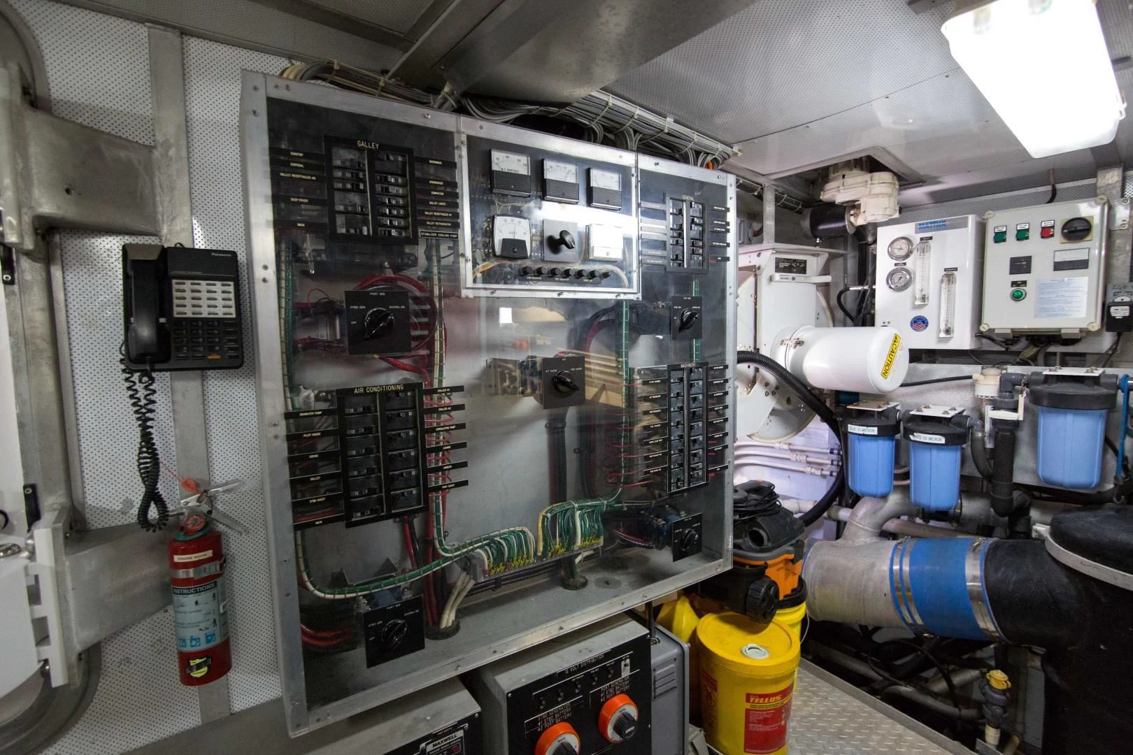a large machine with many wires aboard MALDAU Yacht for Sale