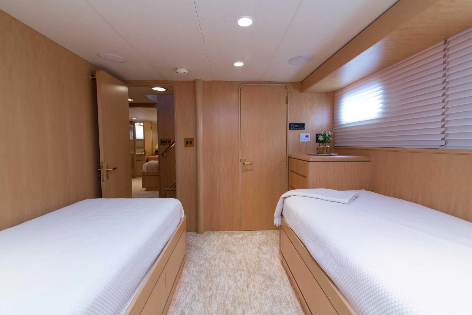 a room with a bed and a closet aboard MALDAU Yacht for Sale