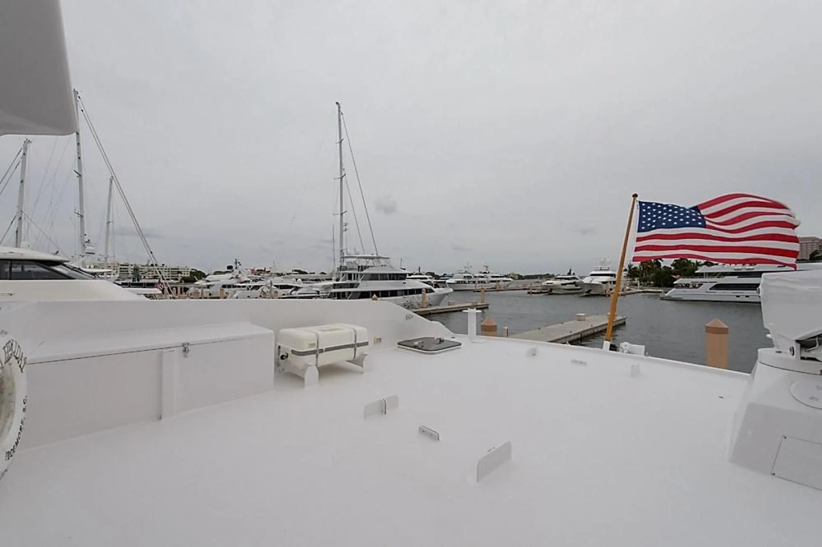 a flag on a pole in the snow aboard MALDAU Yacht for Sale