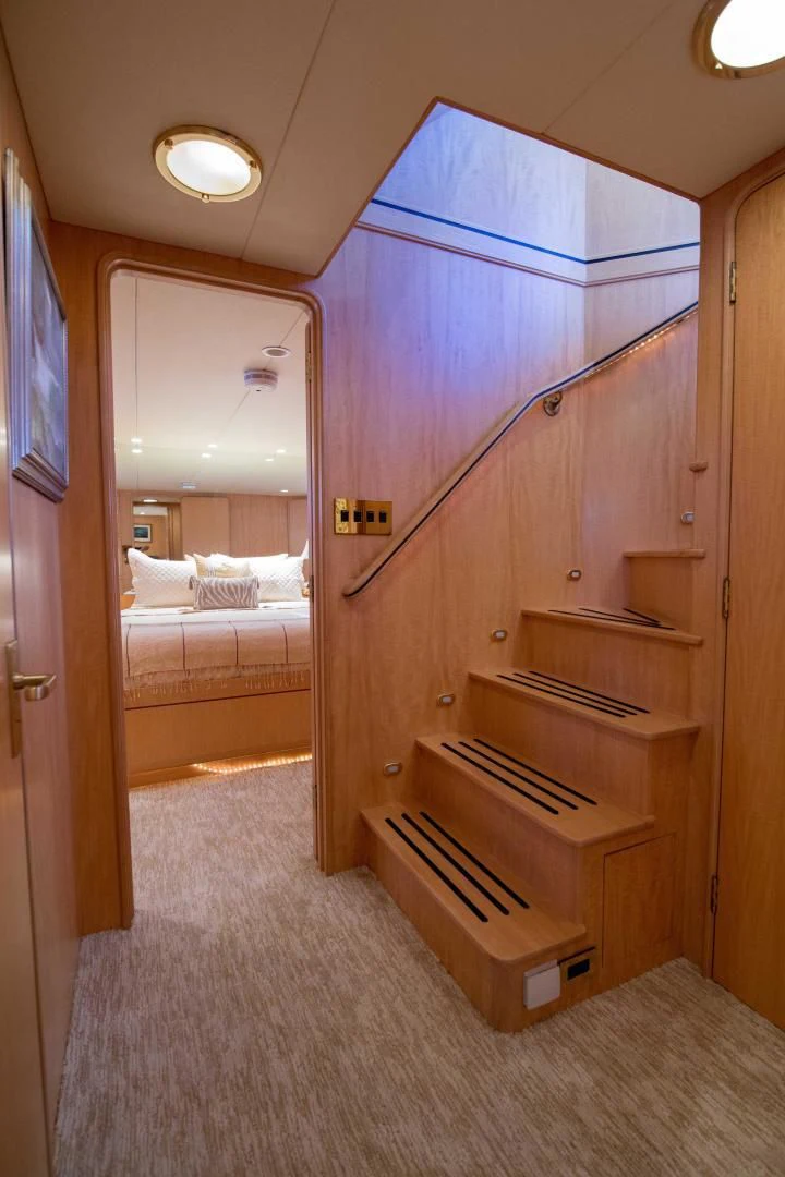 a room with a bunk bed and a mirror aboard MALDAU Yacht for Sale