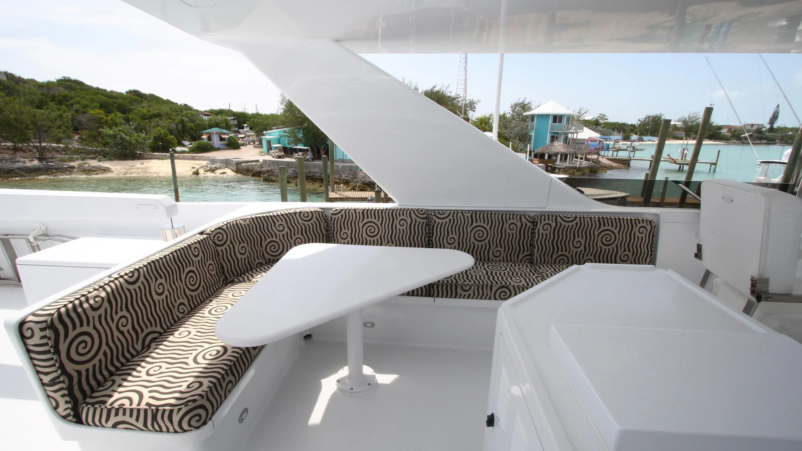 a room with a table and chairs aboard MALDAU Yacht for Sale