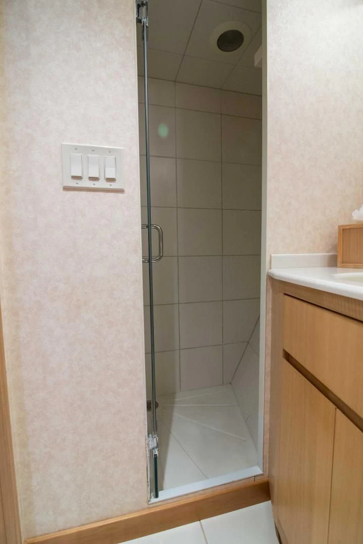a shower unit in a bathroom aboard MALDAU Yacht for Sale