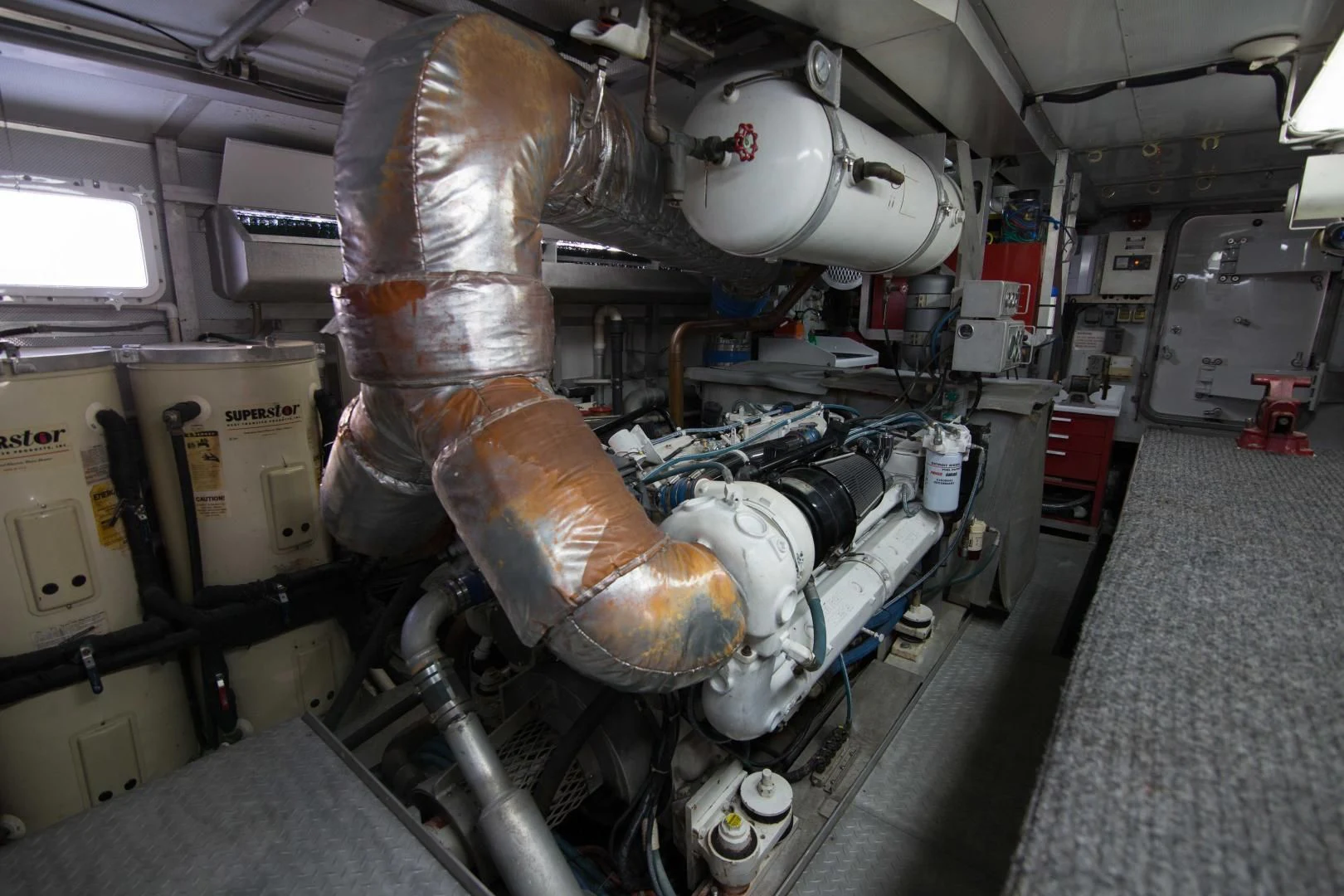 a large metal mechanical object aboard MALDAU Yacht for Sale