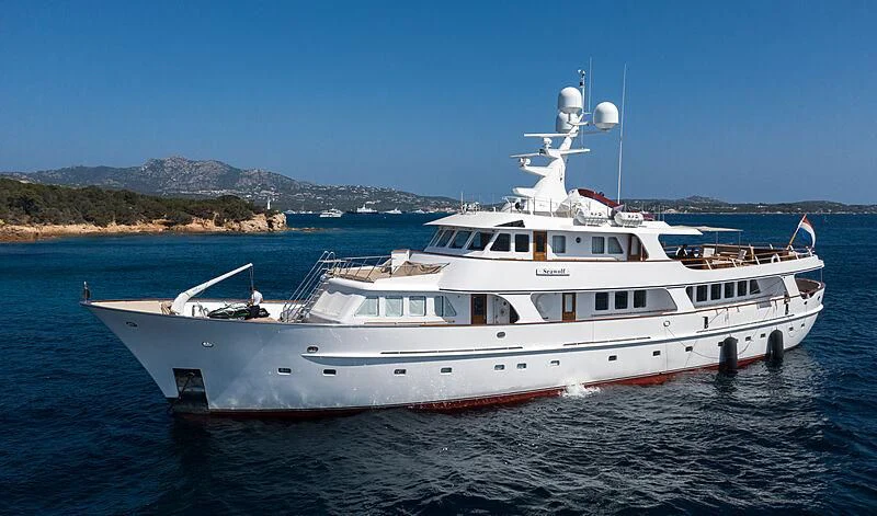 a white boat in the water aboard SIDARTA Yacht for Sale