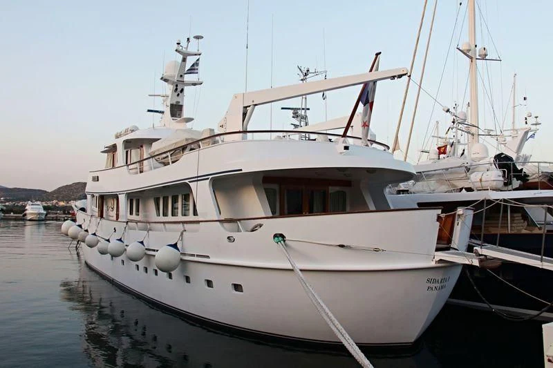 a white boat in the water aboard SIDARTA Yacht for Sale