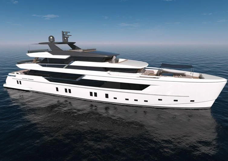 a white yacht on a beach aboard SAILING GRACE Yacht for Sale