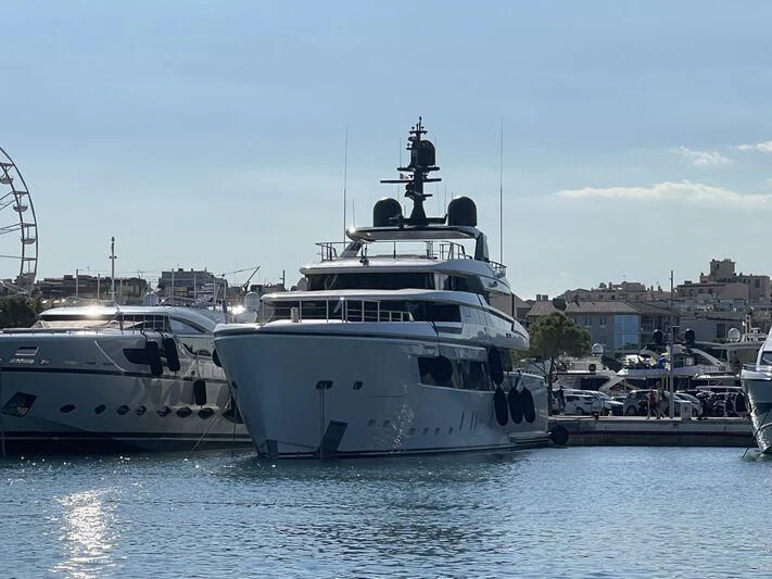 a group of boats in a harbor aboard SAILING GRACE Yacht for Sale