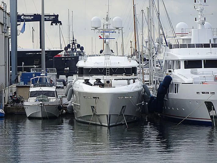 several boats in a harbor aboard ENDEAVOUR 2 Yacht for Sale