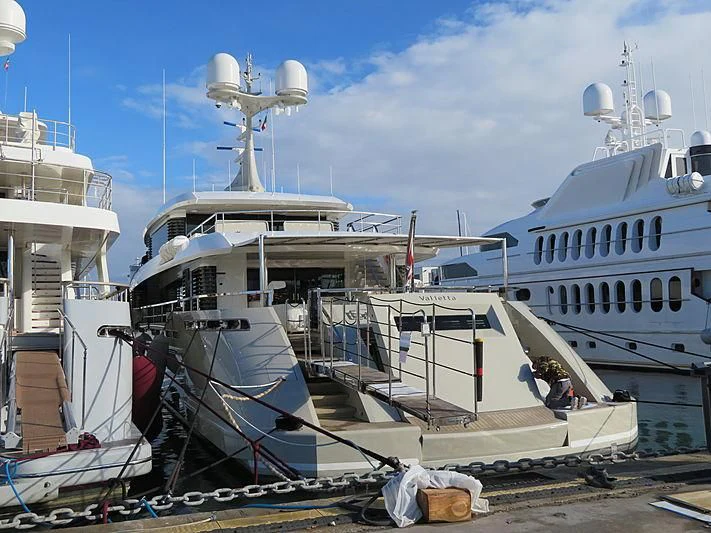 a boat is parked on the shore aboard ENDEAVOUR 2 Yacht for Sale