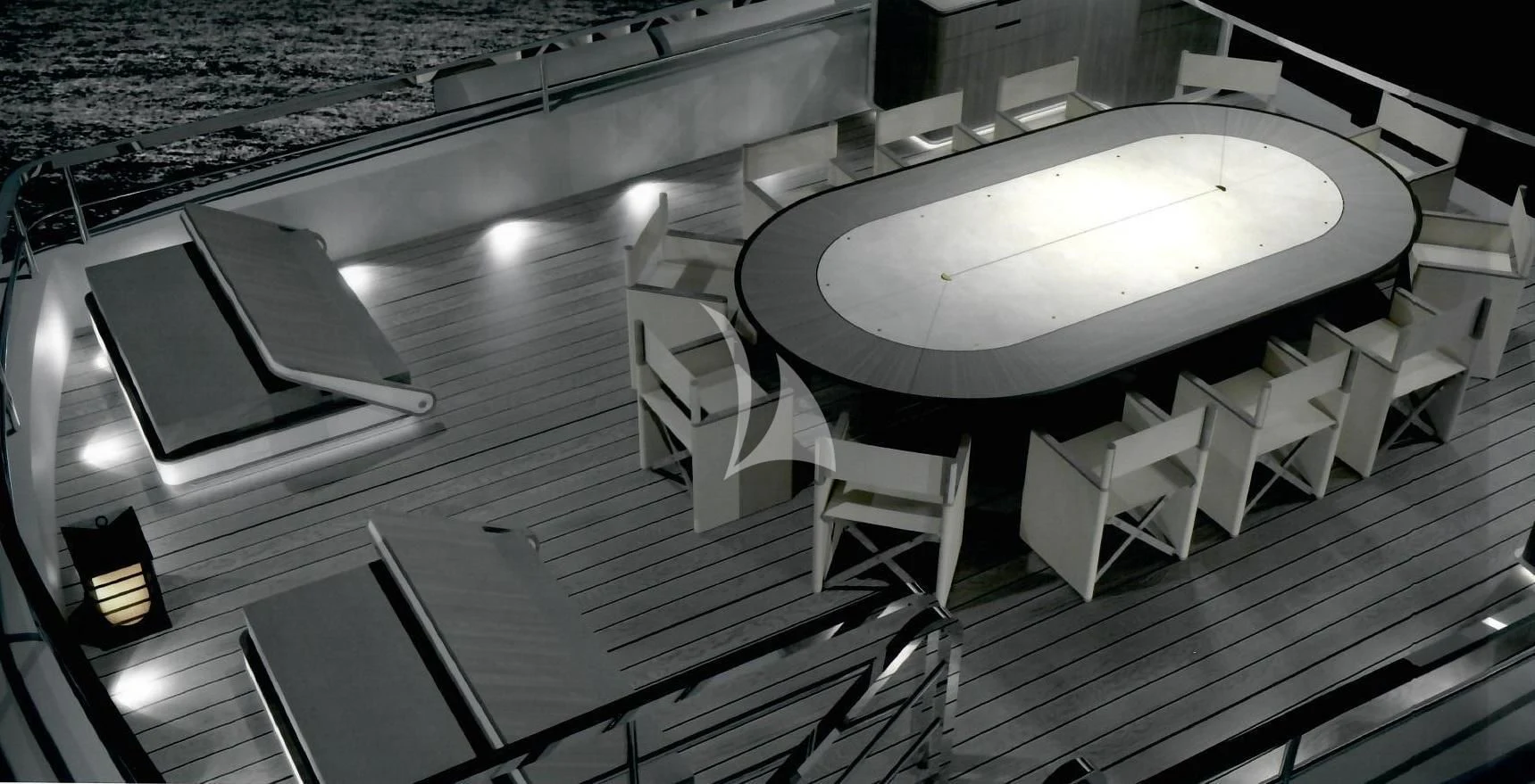 a large room with chairs and a tv on the wall aboard ENDEAVOUR 2 Yacht for Sale