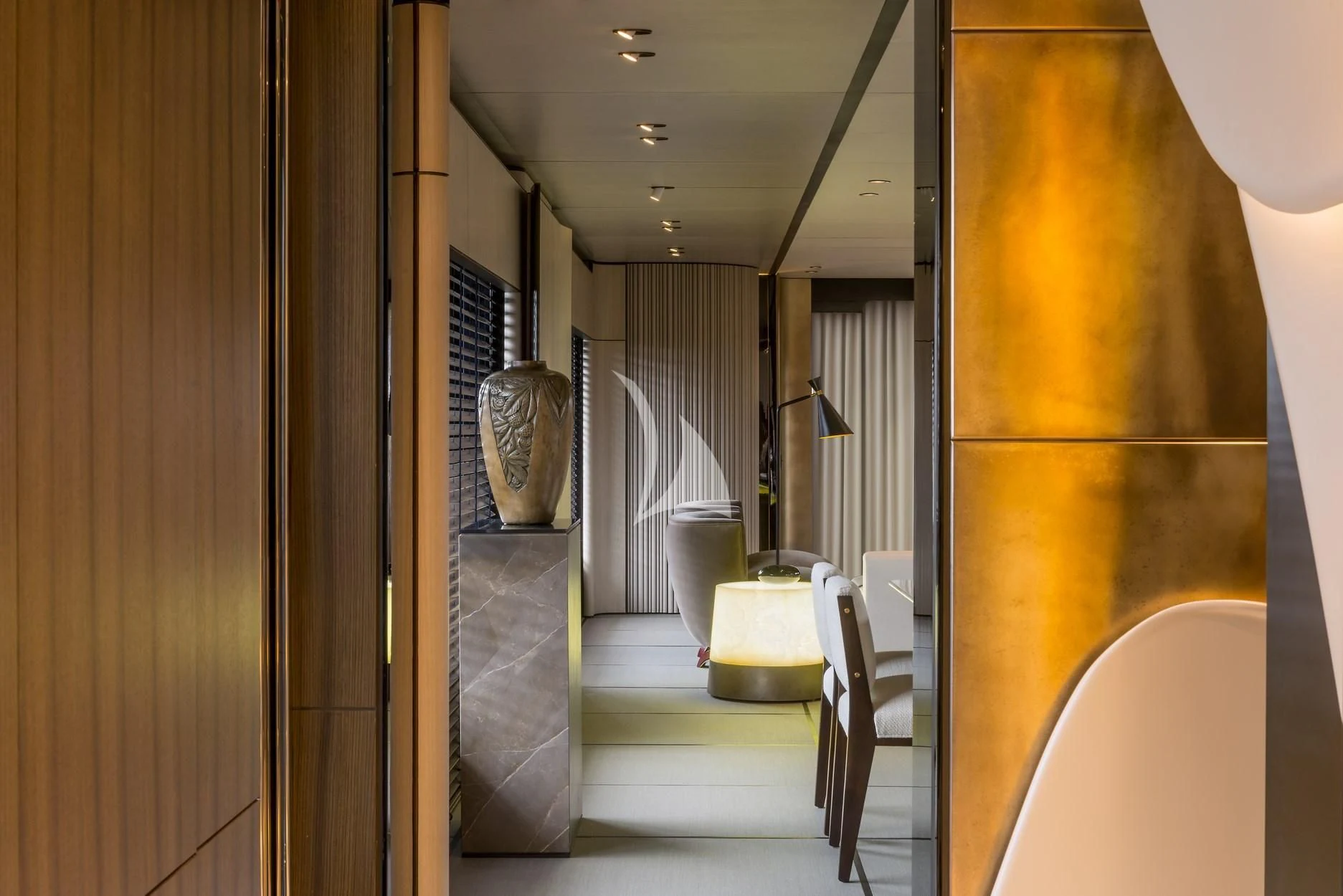 a bathroom with a glass shower aboard ENDEAVOUR 2 Yacht for Sale