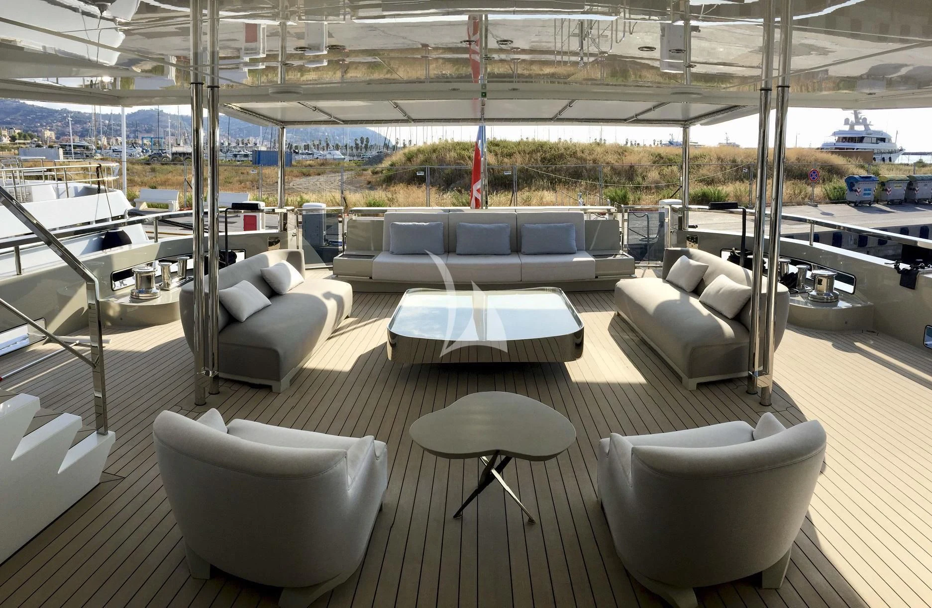 a room with chairs and tables aboard ENDEAVOUR 2 Yacht for Sale