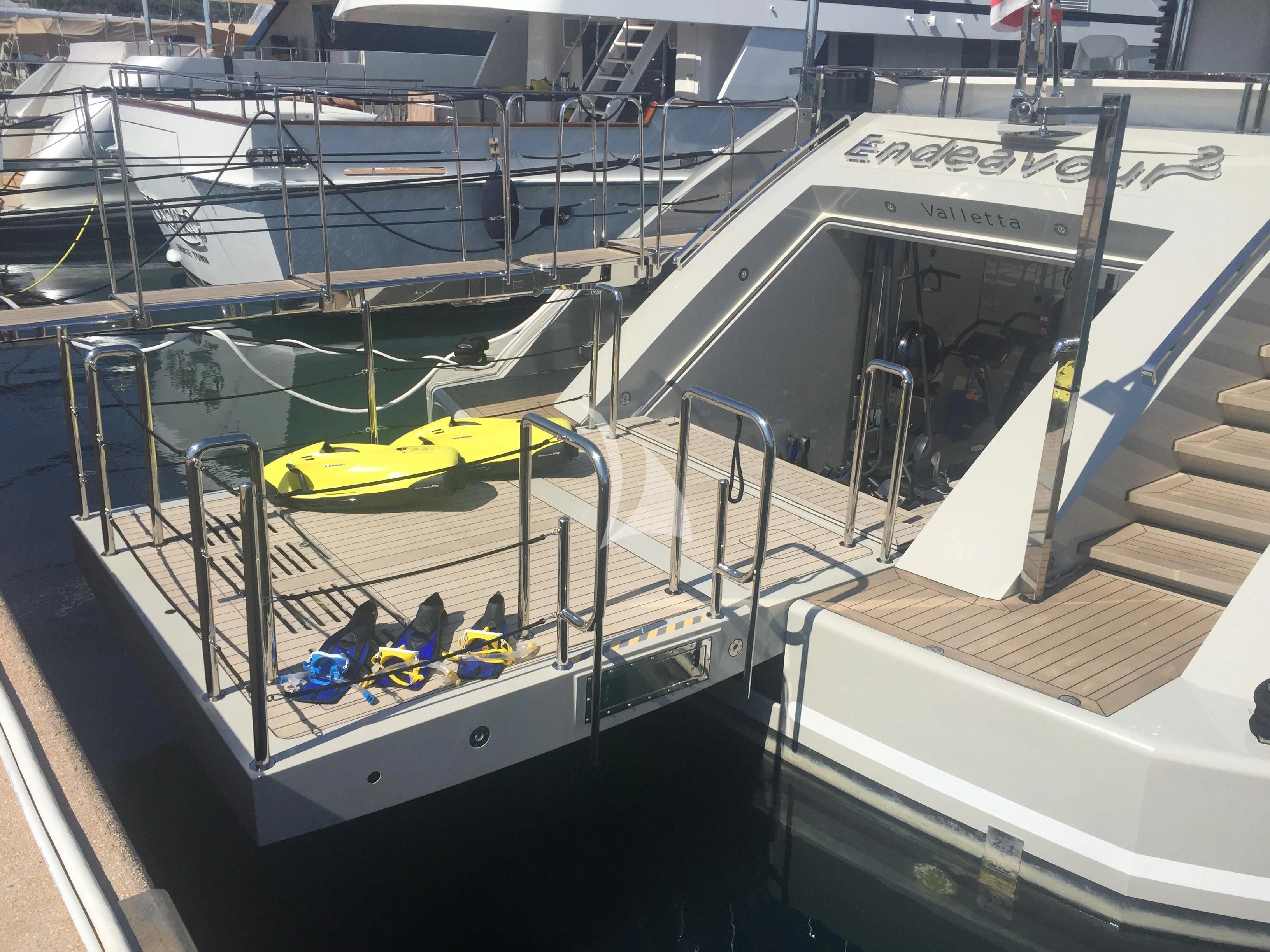 a boat with a yellow inner tube aboard ENDEAVOUR 2 Yacht for Sale