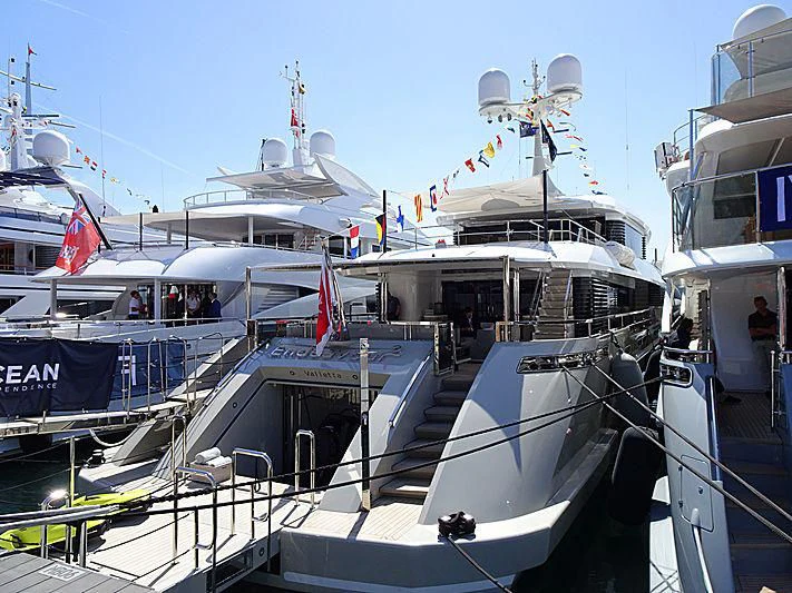 a boat docked at a pier aboard ENDEAVOUR 2 Yacht for Sale