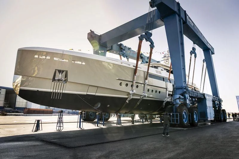a large military vehicle aboard ENDEAVOUR 2 Yacht for Sale
