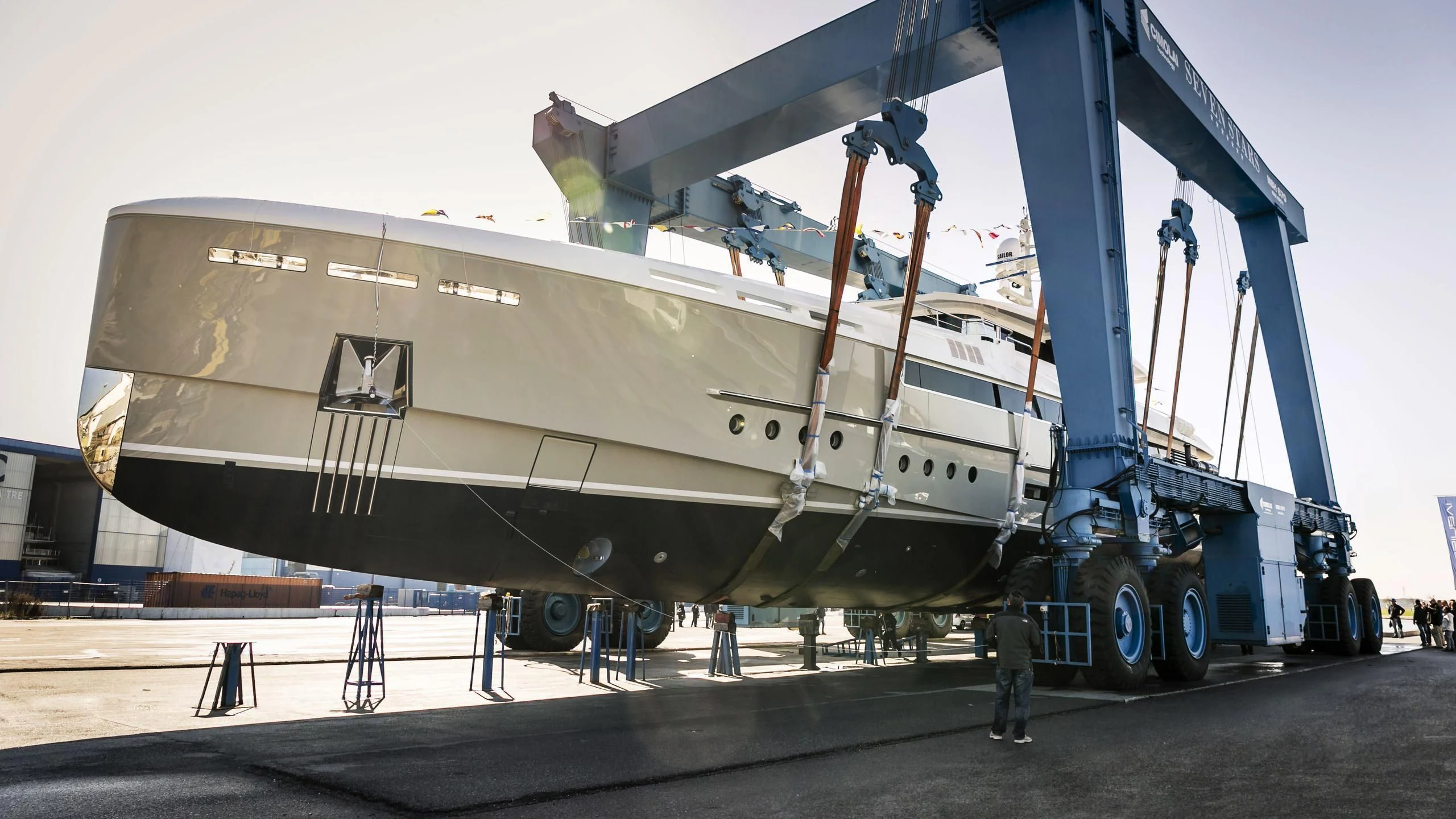 a large military ship aboard ENDEAVOUR 2 Yacht for Sale
