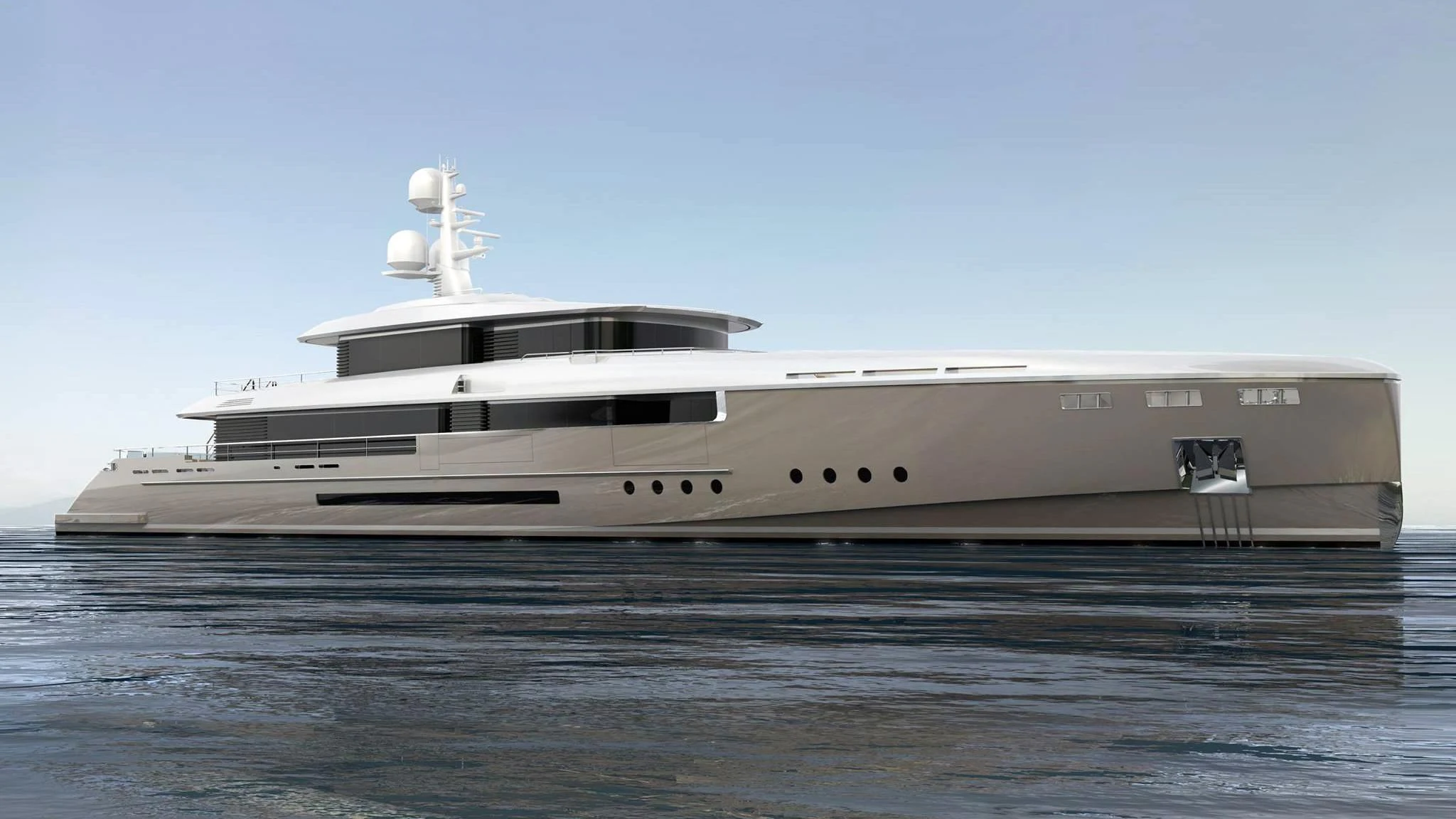 a large white ship in the water aboard ENDEAVOUR 2 Yacht for Sale
