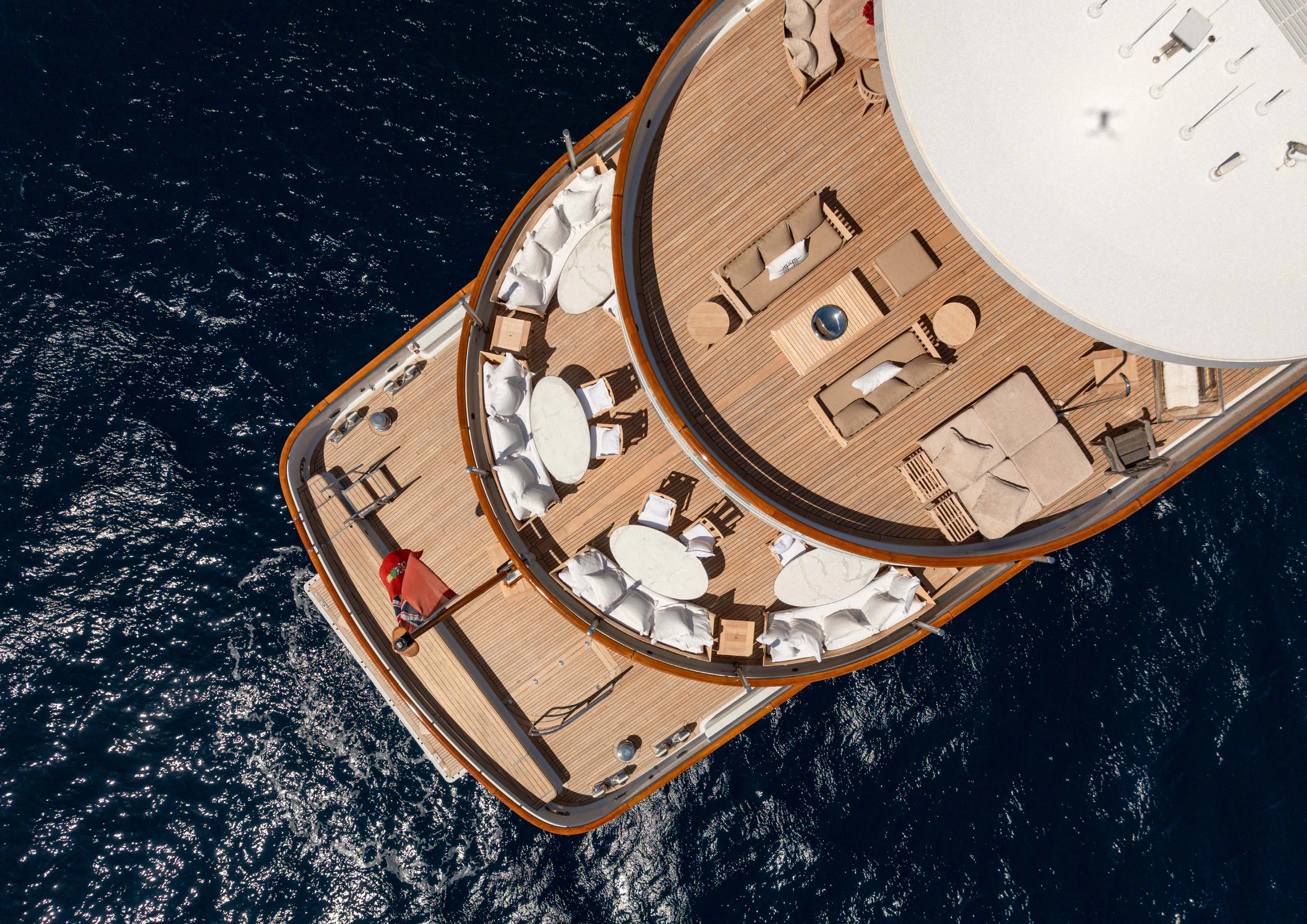 a space ship on the water aboard WEDGE TOO Yacht for Sale