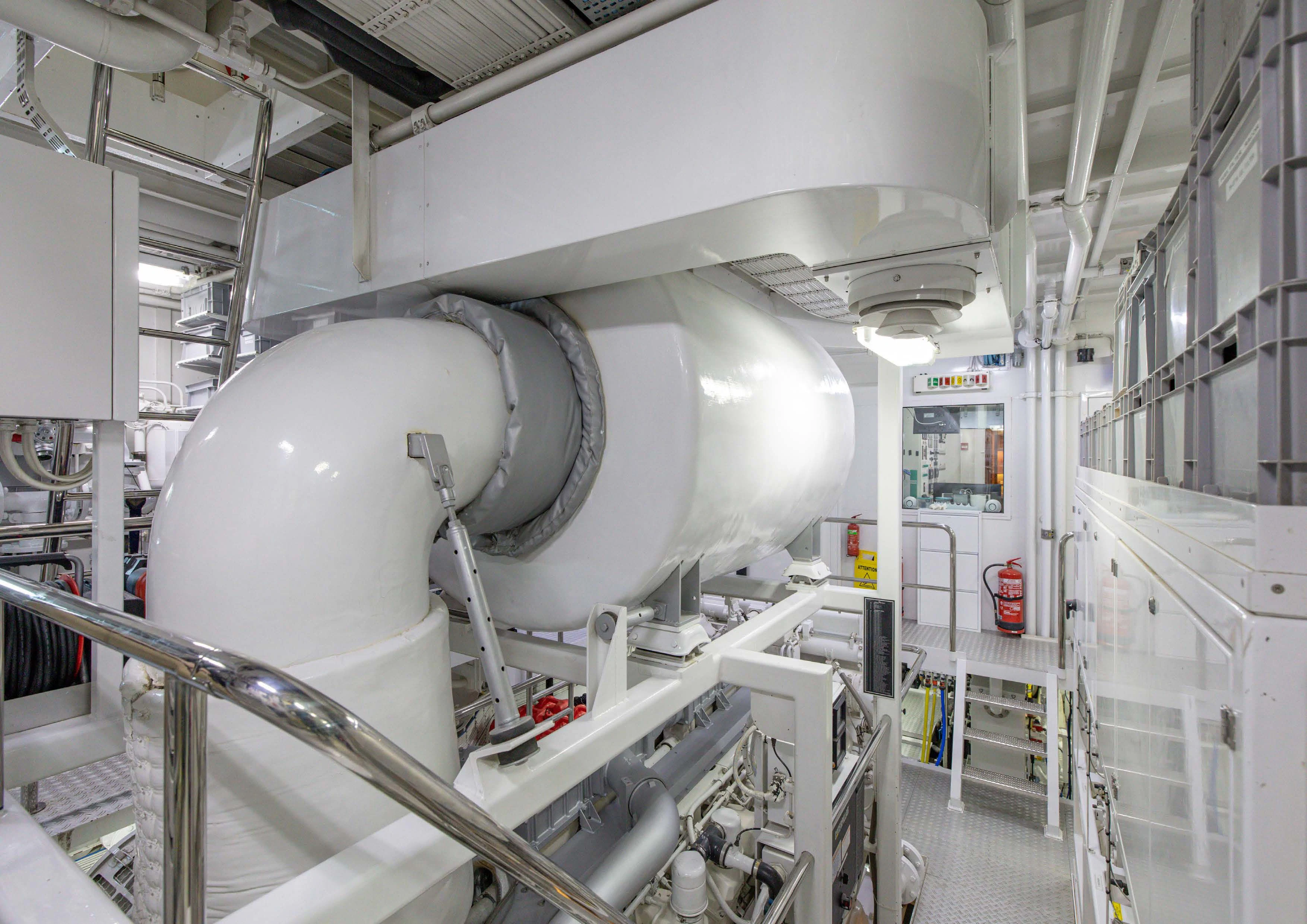 a large factory machinery aboard WEDGE TOO Yacht for Sale