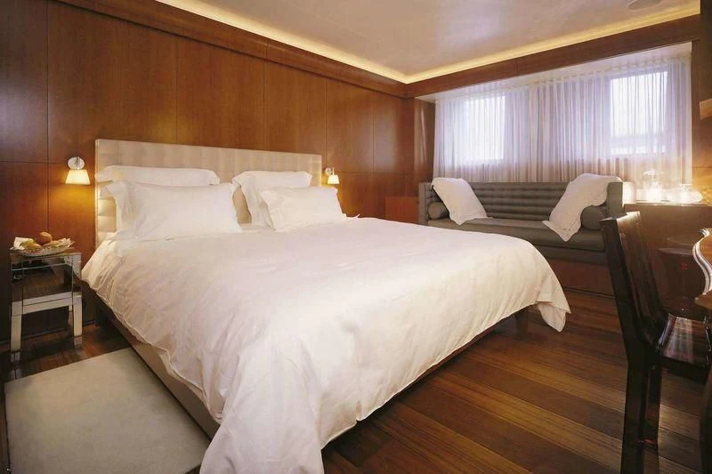 a room with two beds aboard WEDGE TOO Yacht for Sale