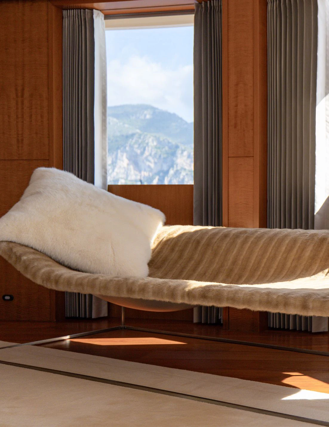 a bed with a pillow aboard WEDGE TOO Yacht for Sale
