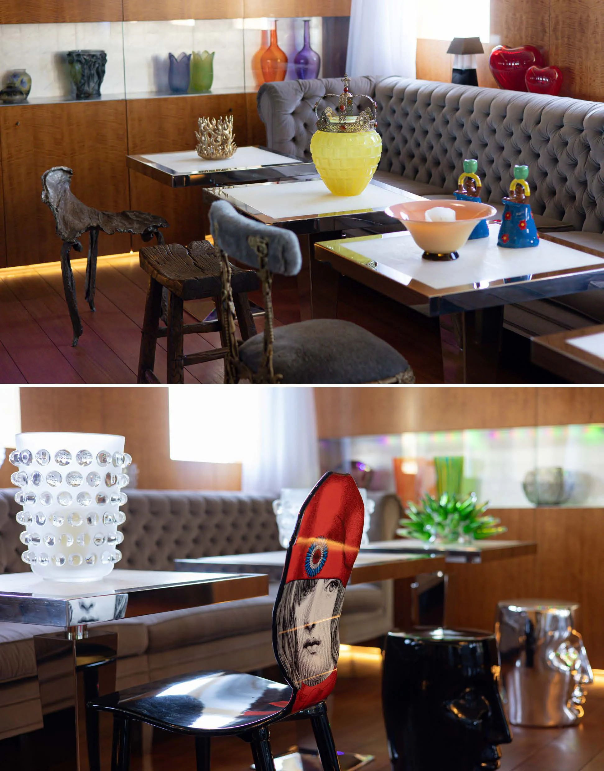 a room with a table and chairs aboard WEDGE TOO Yacht for Sale
