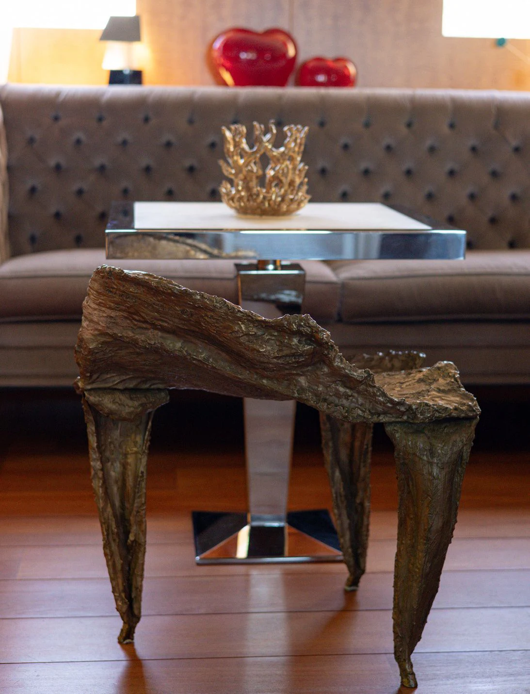 a table with a crown aboard WEDGE TOO Yacht for Sale