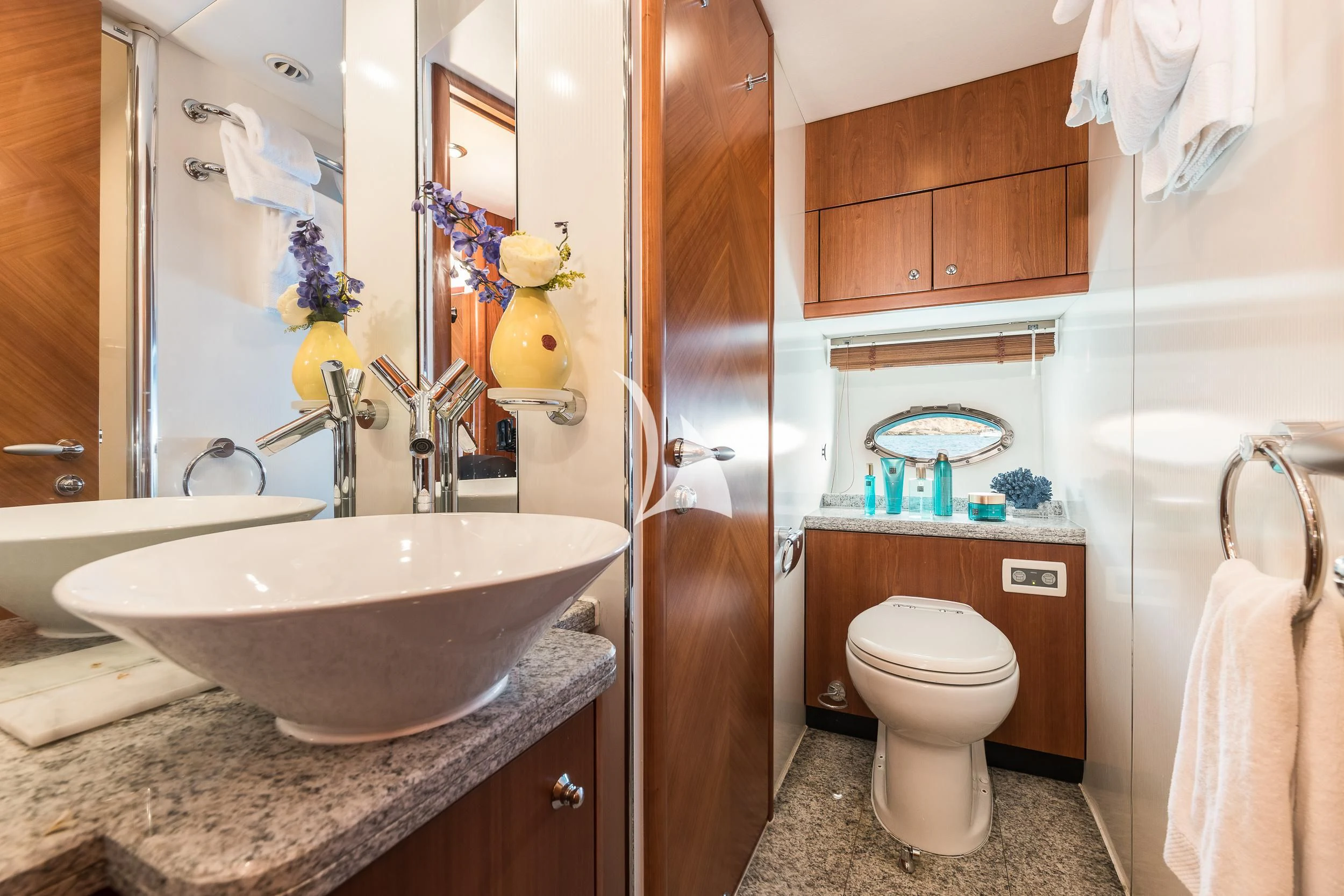 a bathroom with a sink and toilet aboard FROGGY Yacht for Sale