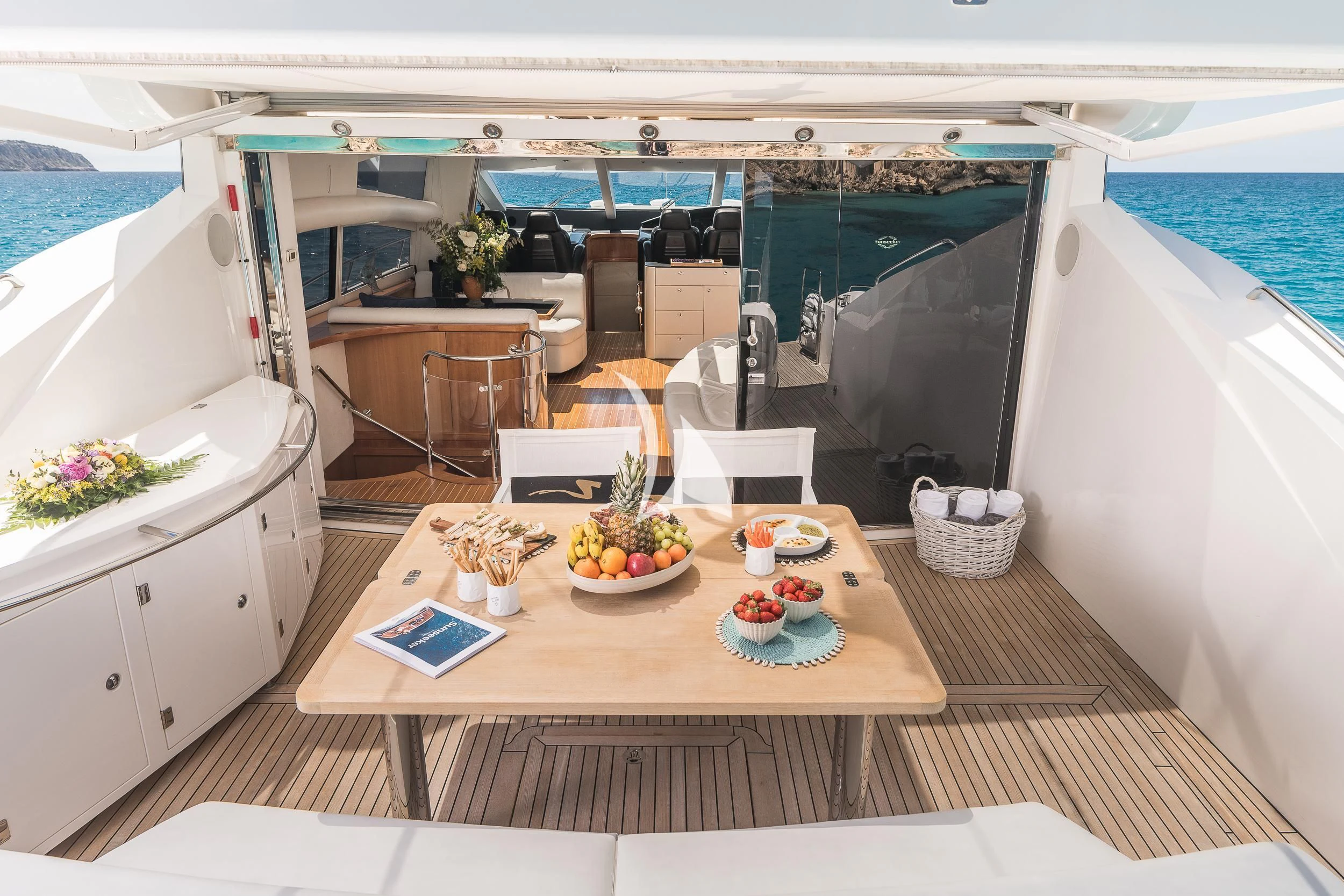 a table with food on it aboard FROGGY Yacht for Sale