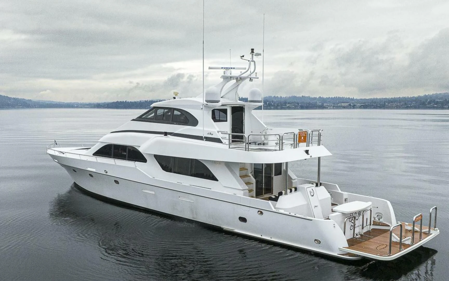 a white yacht in the water aboard SEA SPUR Yacht for Sale