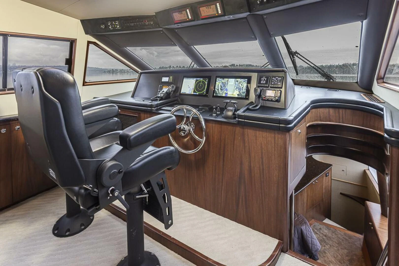 a black office chair aboard SEA SPUR Yacht for Sale