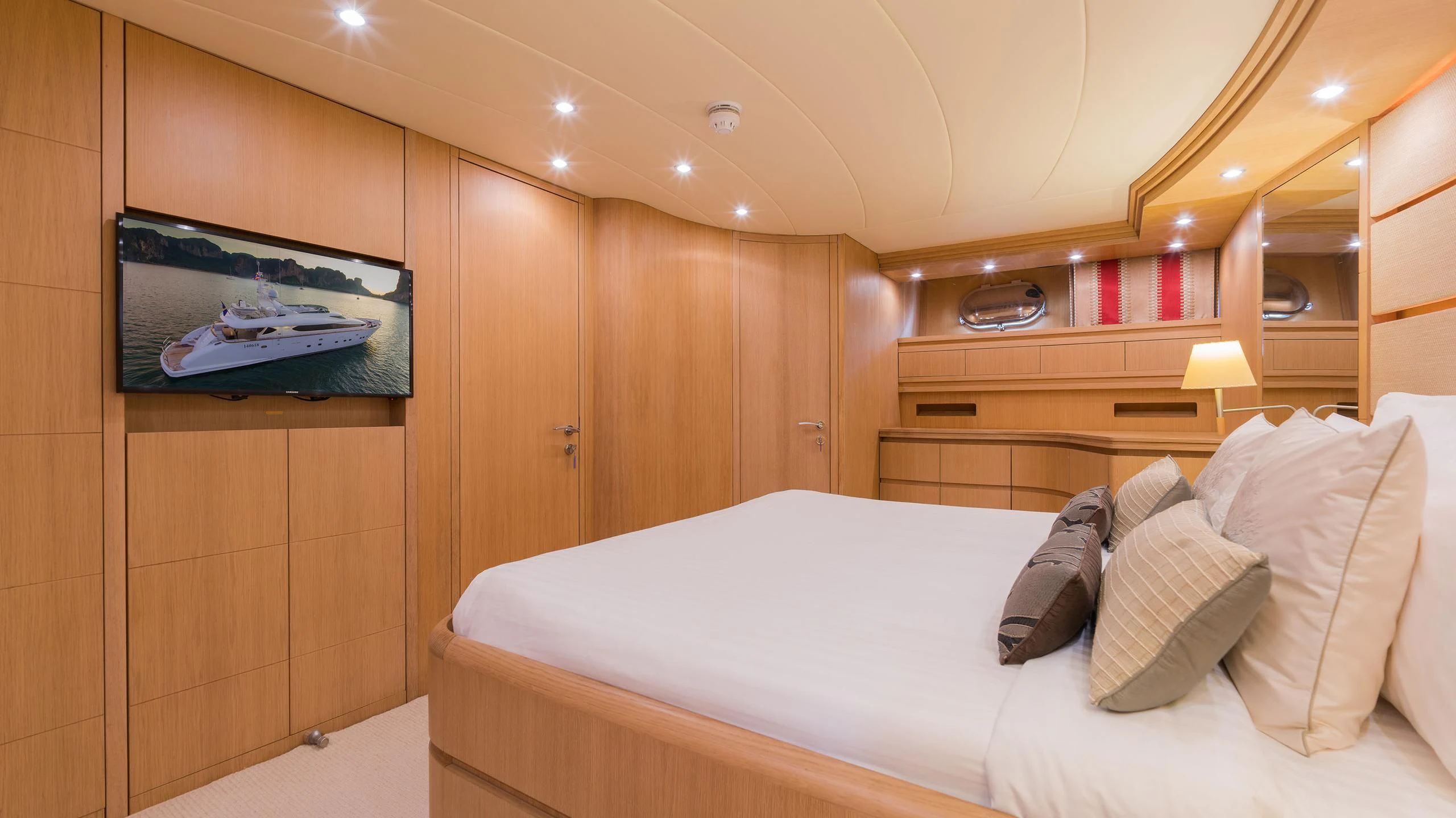 a bed in a room aboard AVELINE Yacht for Sale