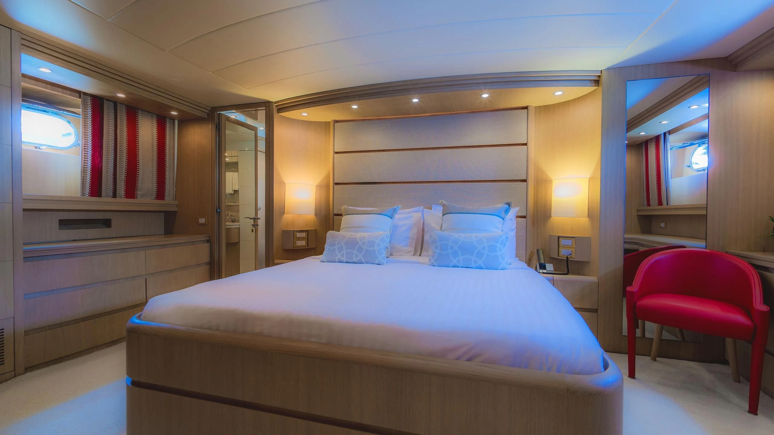 a bed in a room aboard AVELINE Yacht for Sale