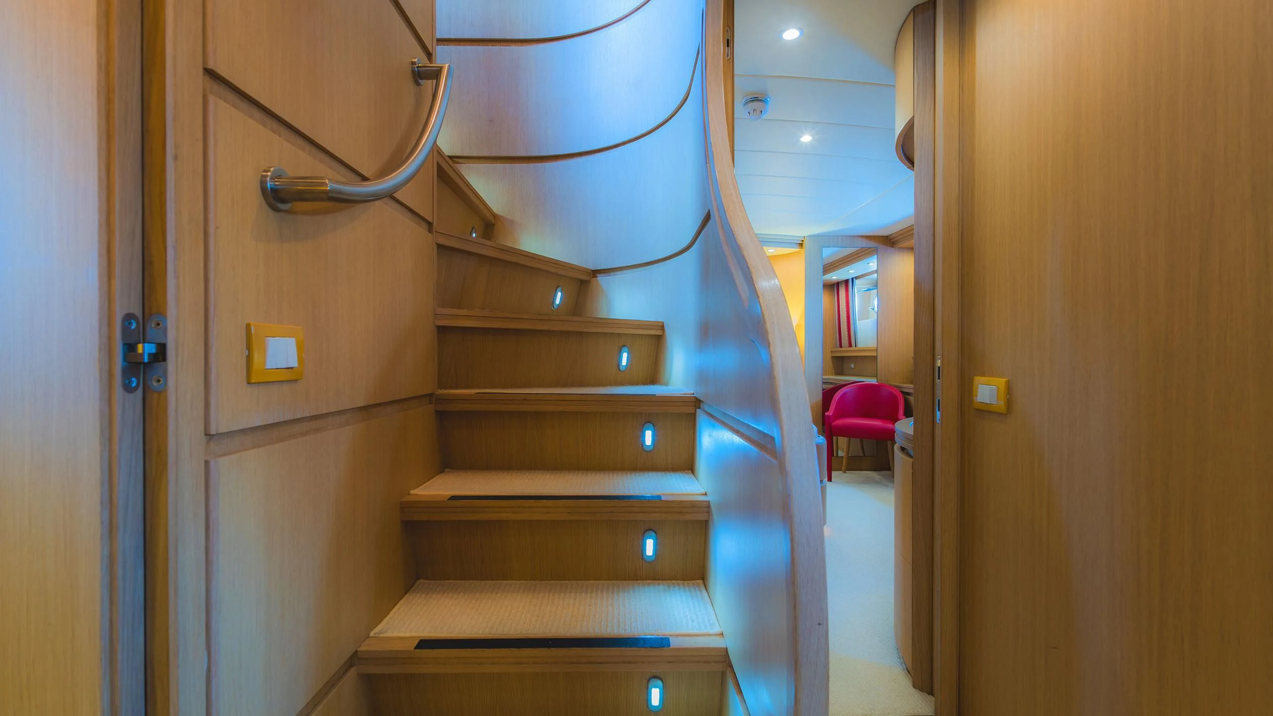 a set of stairs in a room aboard AVELINE Yacht for Sale