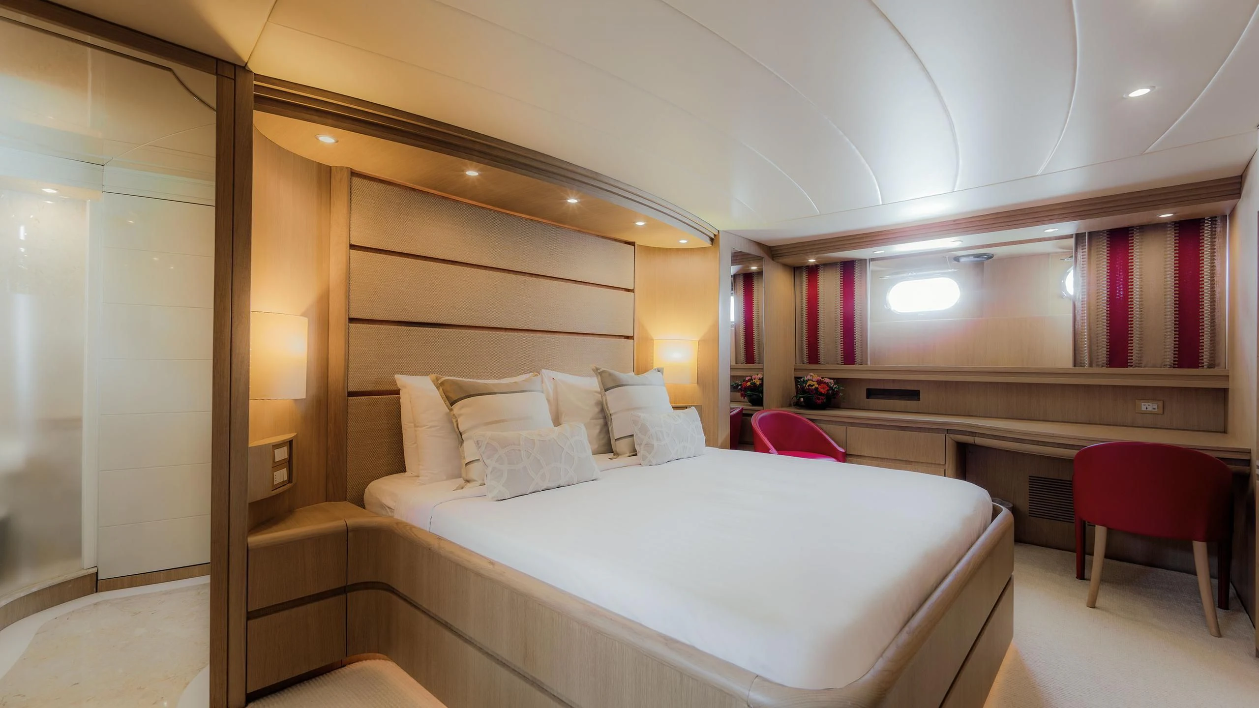 a bed in a room aboard AVELINE Yacht for Sale
