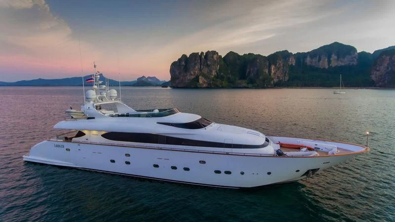 a white boat on the water aboard AVELINE Yacht for Sale