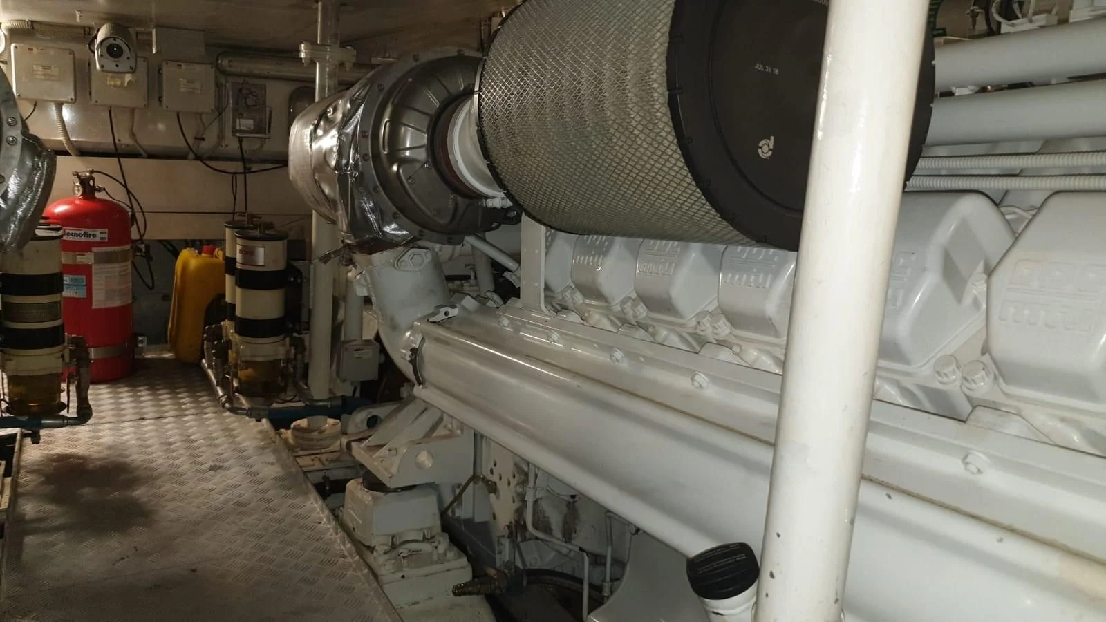 a large white machine aboard MR LEO Yacht for Sale