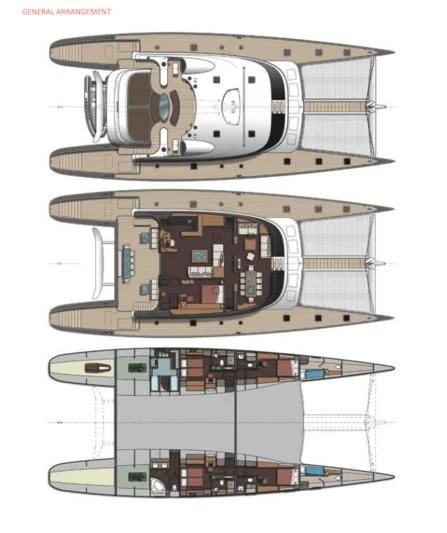 diagram, engineering drawing aboard ALLURES Yacht for Charter