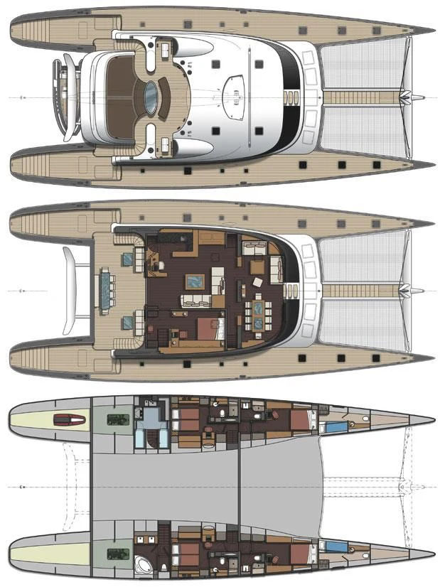 diagram, engineering drawing aboard ALLURES Yacht for Charter